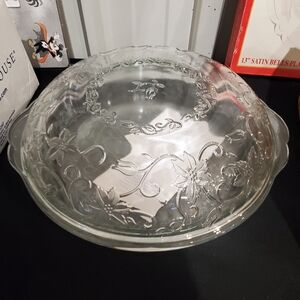 Princess House Fantashia Clear Floral Etched Glass Serving Platter